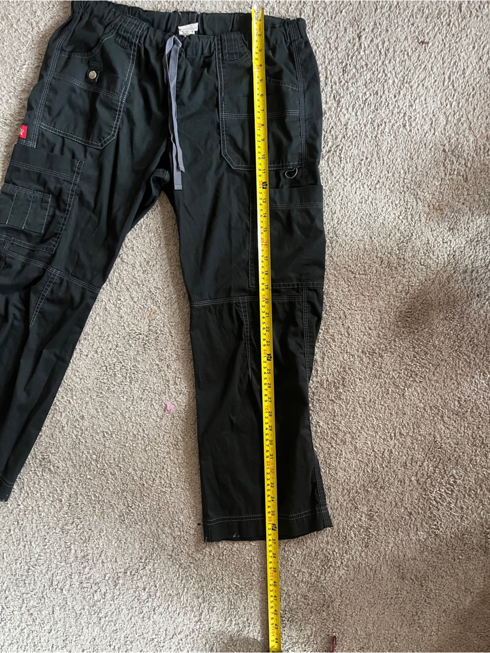 Dickies Black Wide Leg Flare Cargo Jeans with Drawstring - Picture 10 of 10